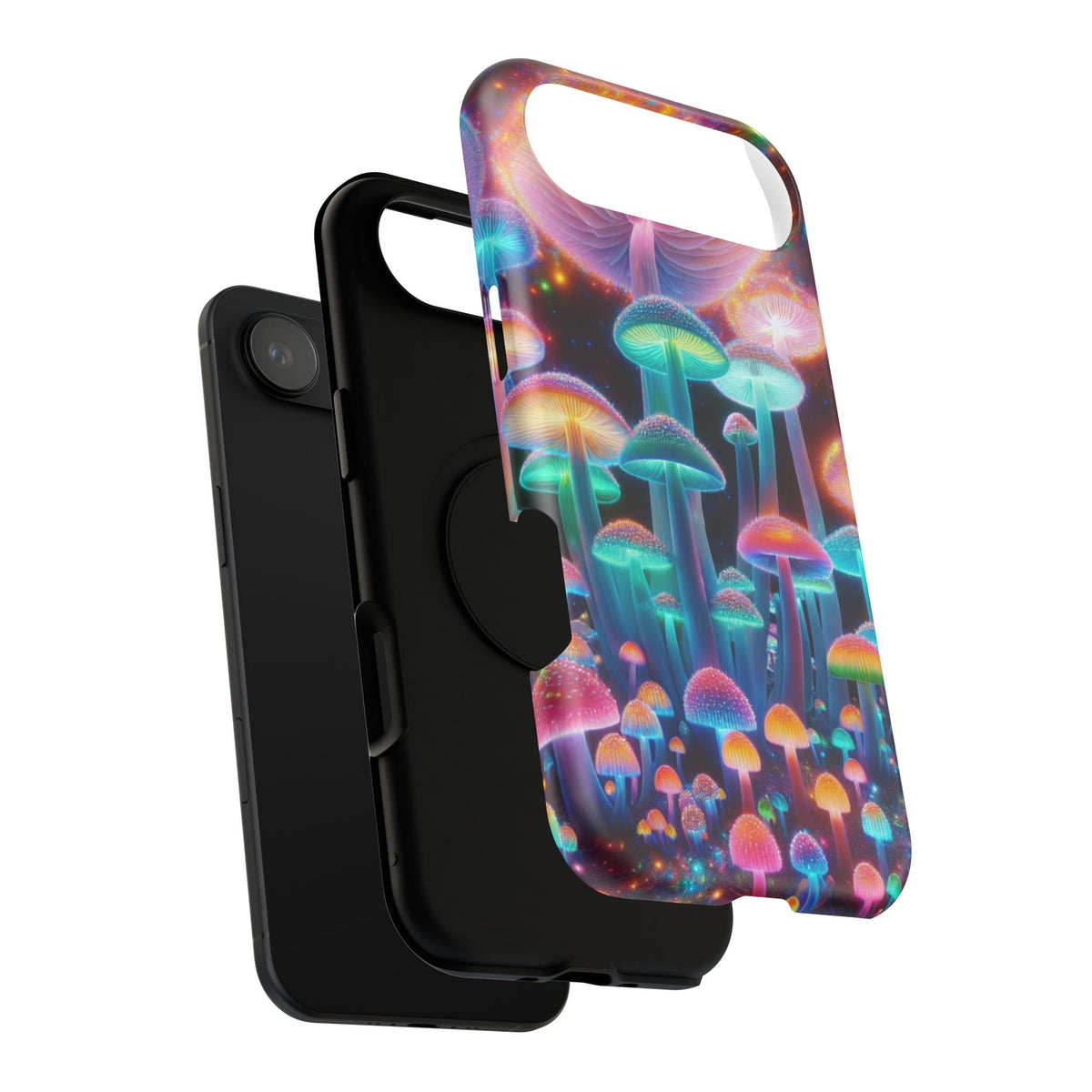 Psychedelic Neon Mushroom Phone Case — Protective Cosmic Art iPhone Cover
