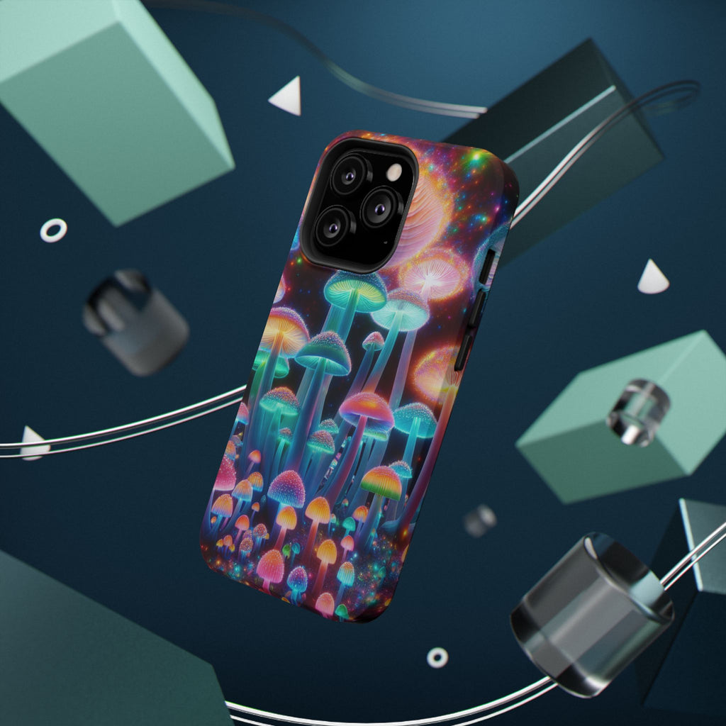 Psychedelic Neon Mushroom Phone Case — Protective Cosmic Art iPhone Cover