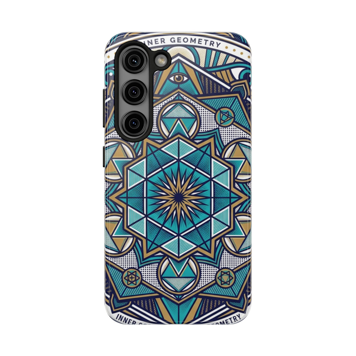 Tough Phone Case — Blue Geometric Mandala Protective Phone Cover