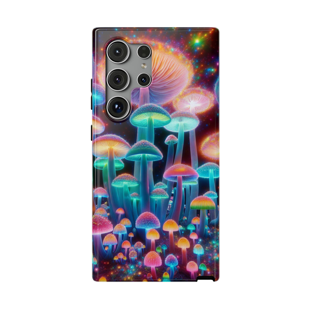 Psychedelic Neon Mushroom Phone Case — Protective Cosmic Art iPhone Cover