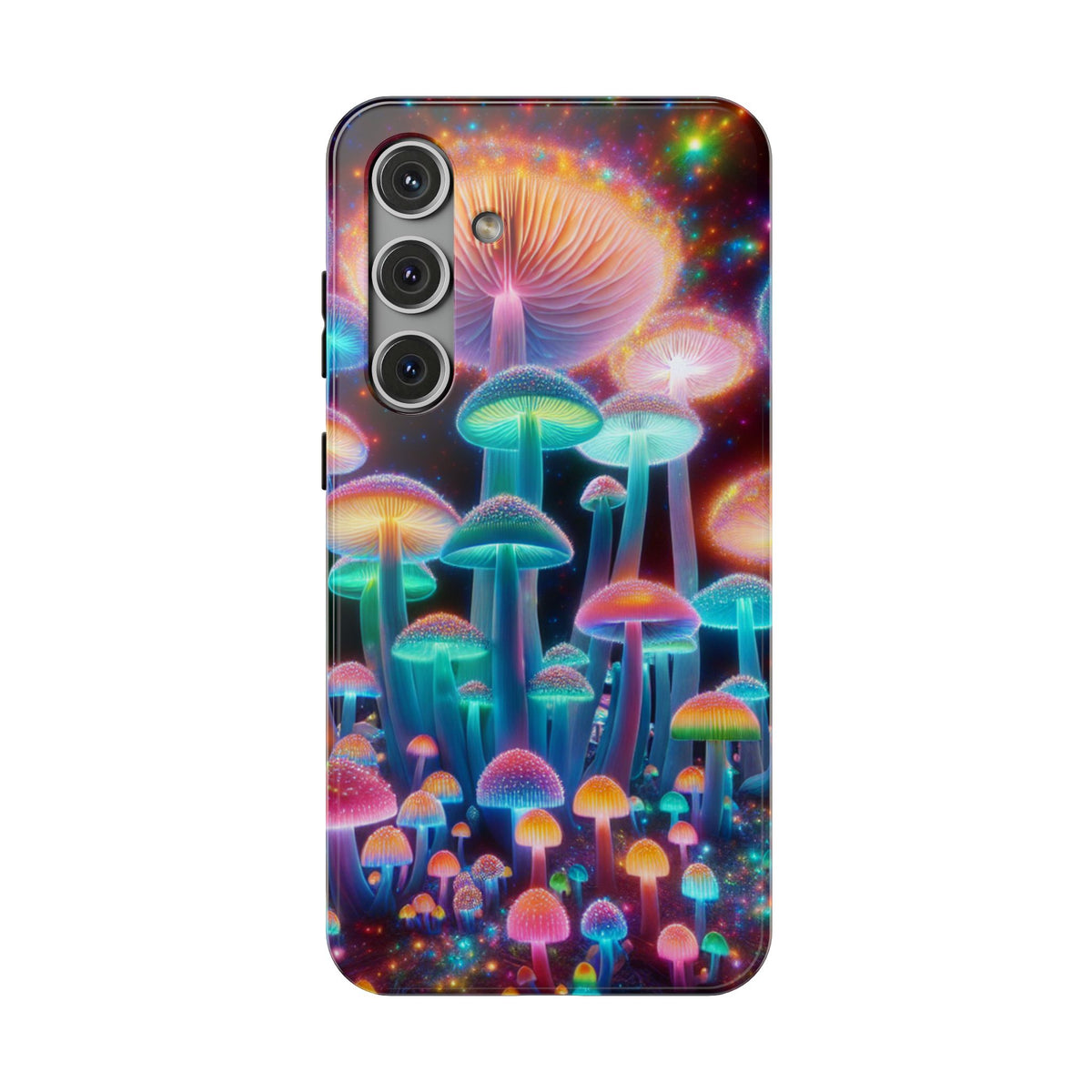 Psychedelic Neon Mushroom Phone Case — Protective Cosmic Art iPhone Cover