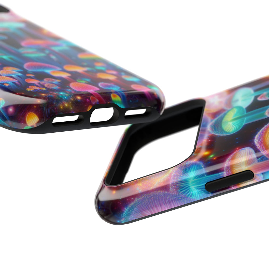 Psychedelic Neon Mushroom Phone Case — Protective Cosmic Art iPhone Cover