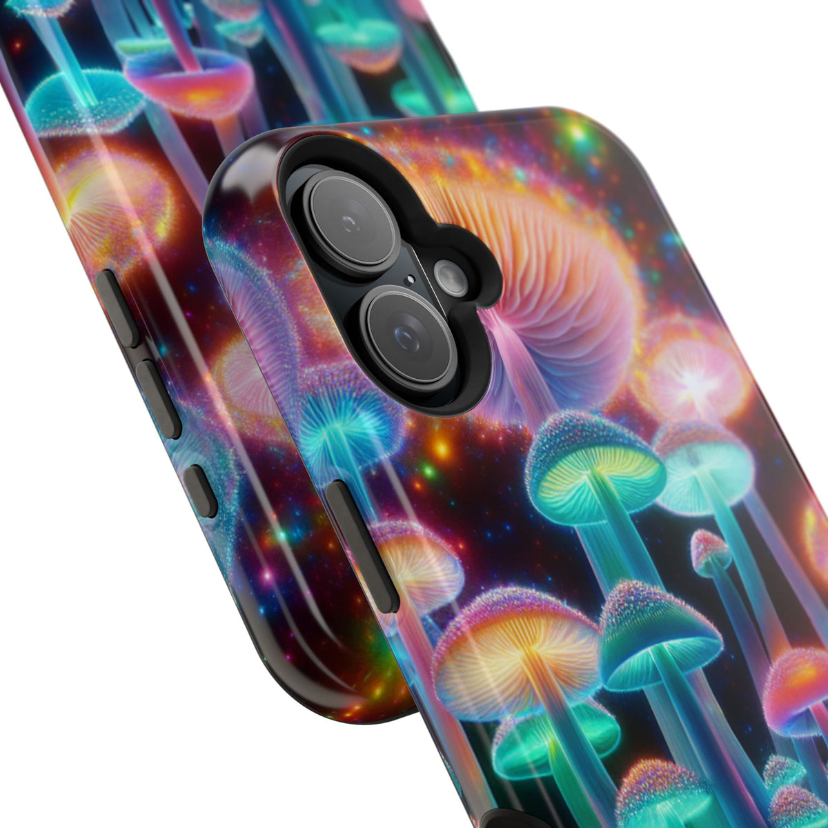 Psychedelic Neon Mushroom Phone Case — Protective Cosmic Art iPhone Cover