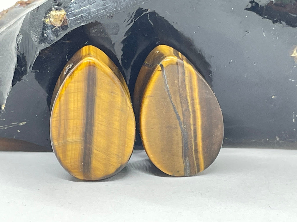 OOAK Brown Tiger’s Eye Teardrop Plugs – 7/8" (22mm)