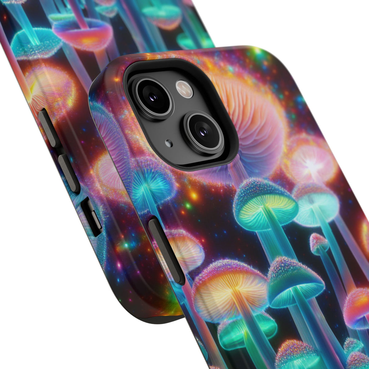 Psychedelic Neon Mushroom Phone Case — Protective Cosmic Art iPhone Cover