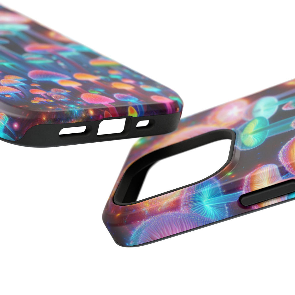 Psychedelic Neon Mushroom Phone Case — Protective Cosmic Art iPhone Cover