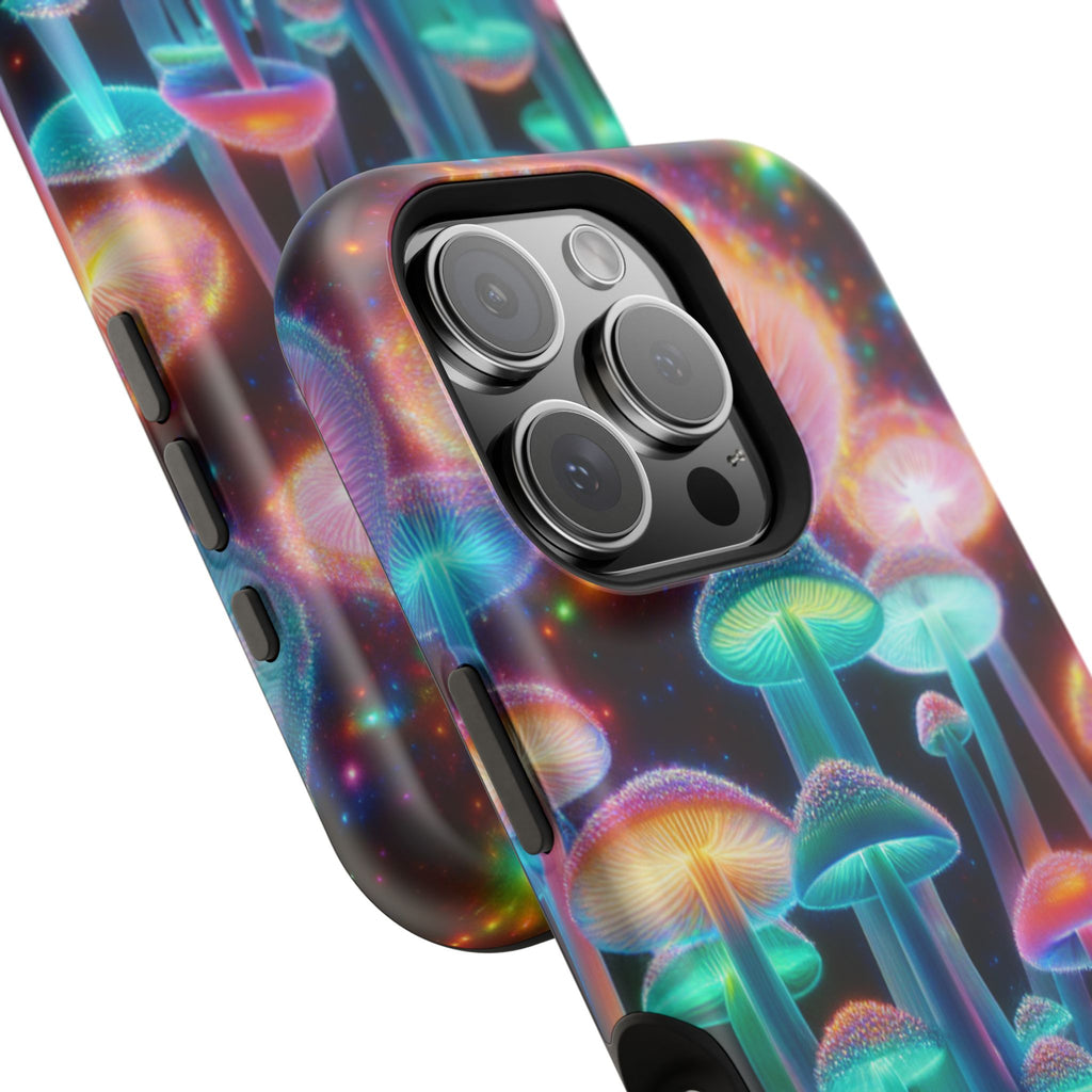 Psychedelic Neon Mushroom Phone Case — Protective Cosmic Art iPhone Cover