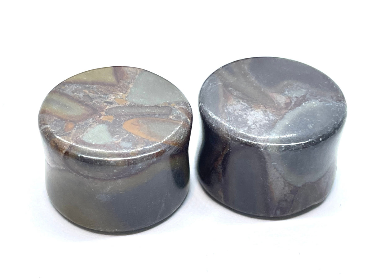 OOAK Black Jasper Stone Plugs – 3/4" (19mm)