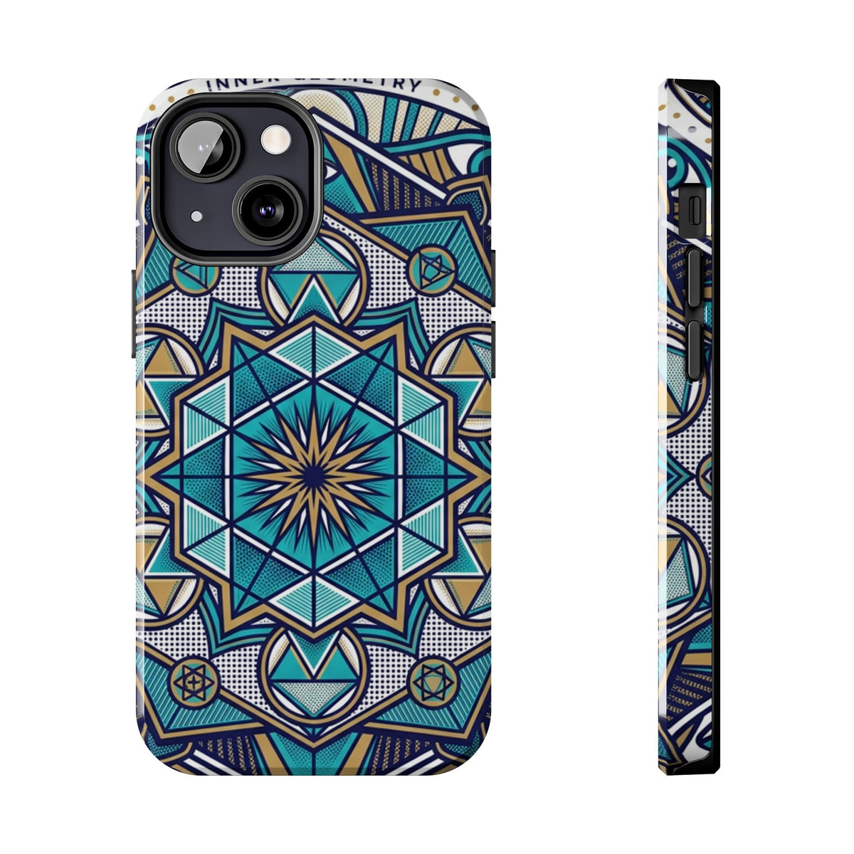 Tough Phone Case — Blue Geometric Mandala Protective Phone Cover