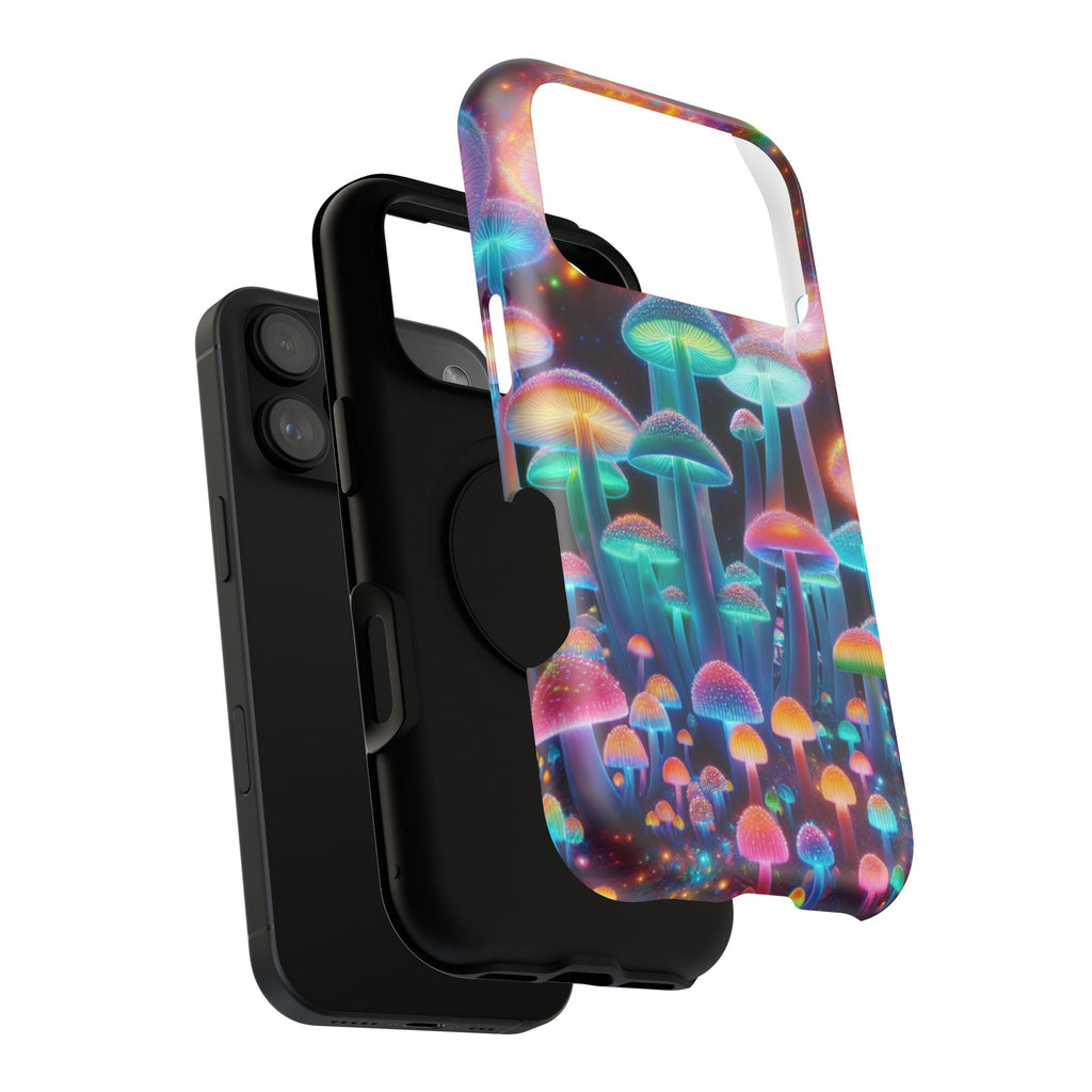 Psychedelic Neon Mushroom Phone Case — Protective Cosmic Art iPhone Cover