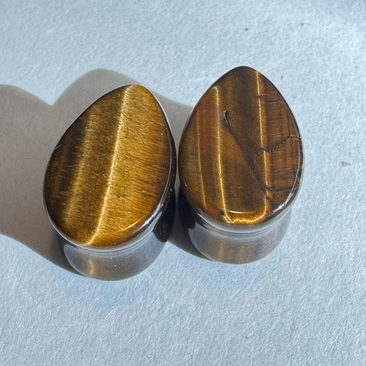 OOAK Tiger’s Eye Teardrop Plugs – 1/2" (13mm)