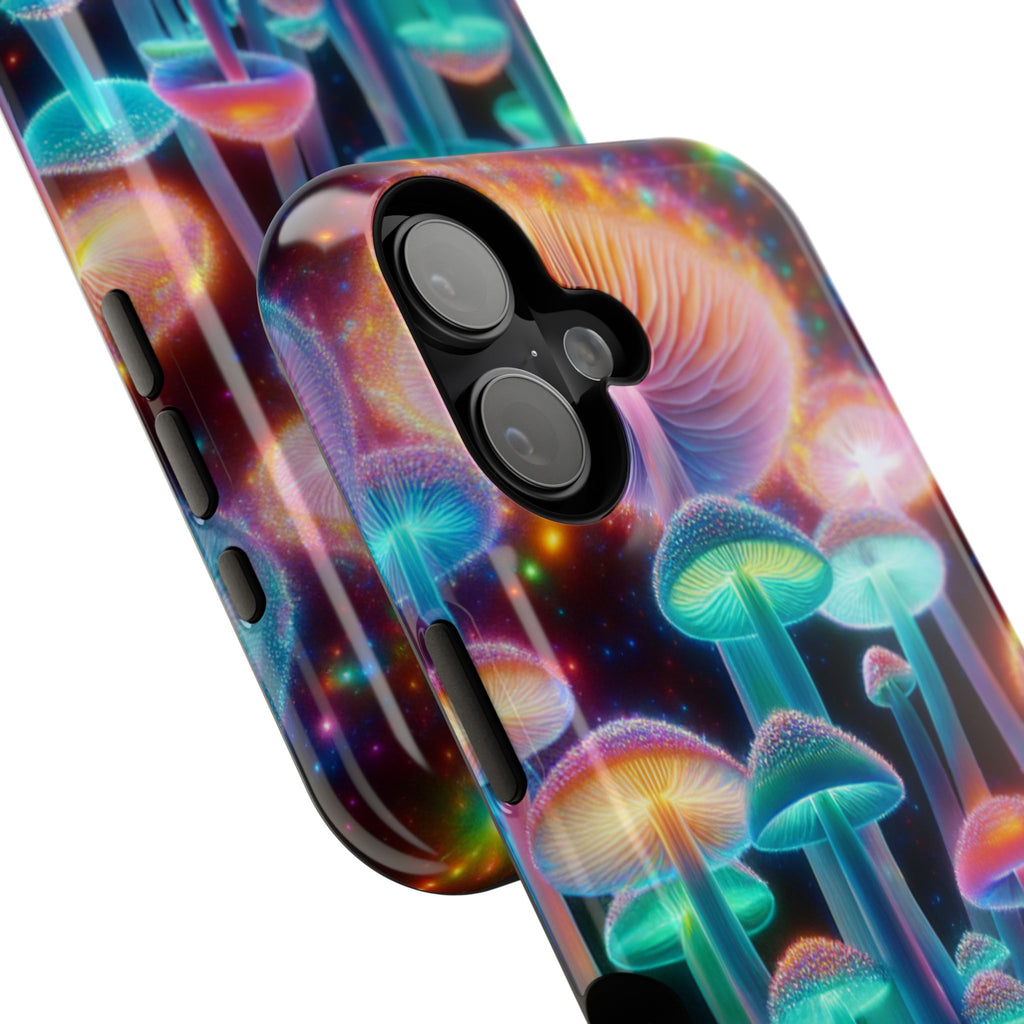 Psychedelic Neon Mushroom Phone Case — Protective Cosmic Art iPhone Cover
