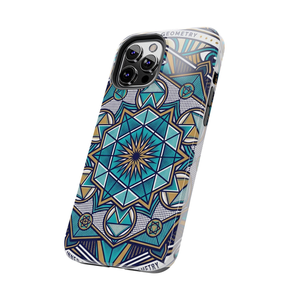 Tough Phone Case — Blue Geometric Mandala Protective Phone Cover
