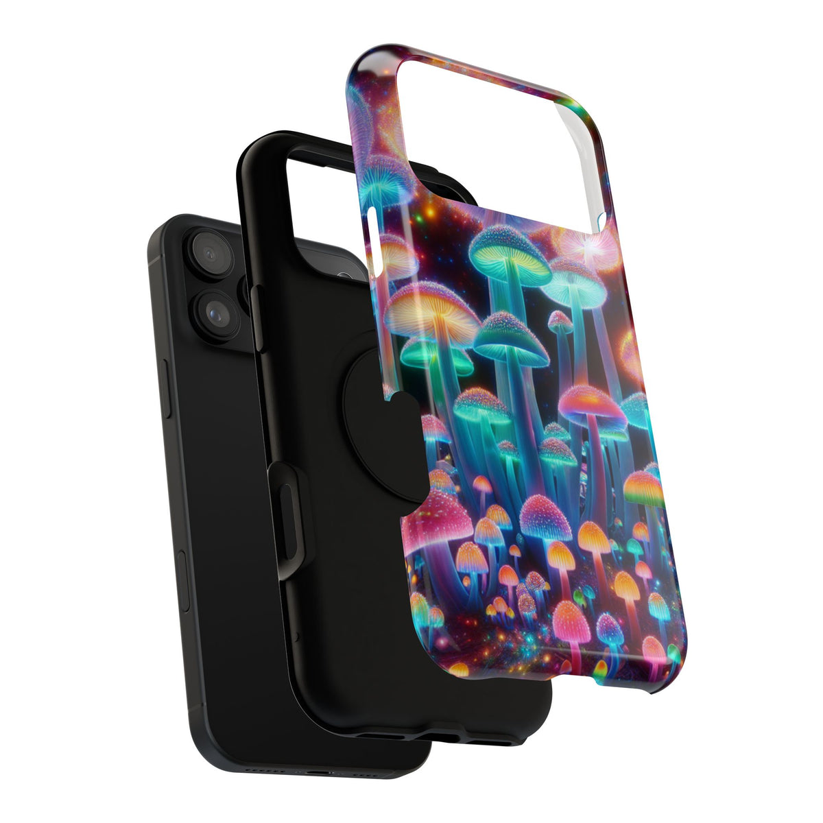 Psychedelic Neon Mushroom Phone Case — Protective Cosmic Art iPhone Cover