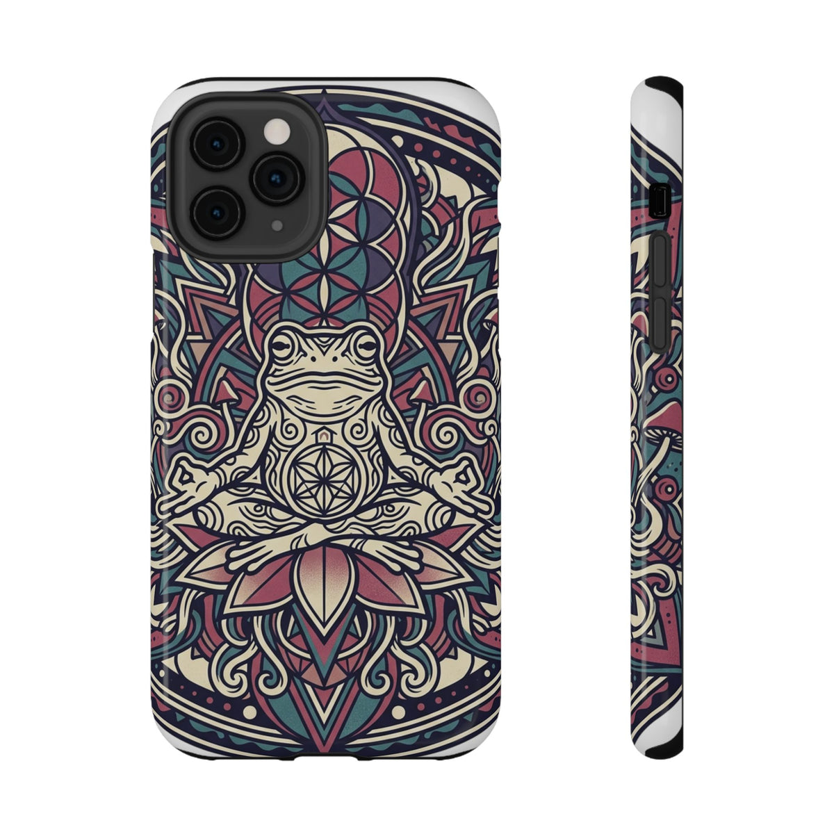Meditative Frog Mandala Phone Case — Impact‑Resistant Protective Cover
