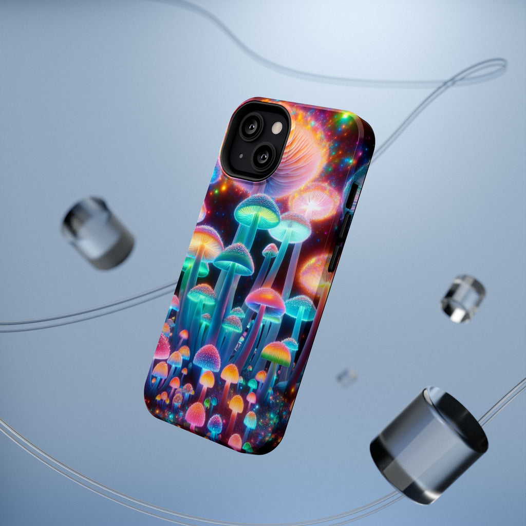 Psychedelic Neon Mushroom Phone Case — Protective Cosmic Art iPhone Cover
