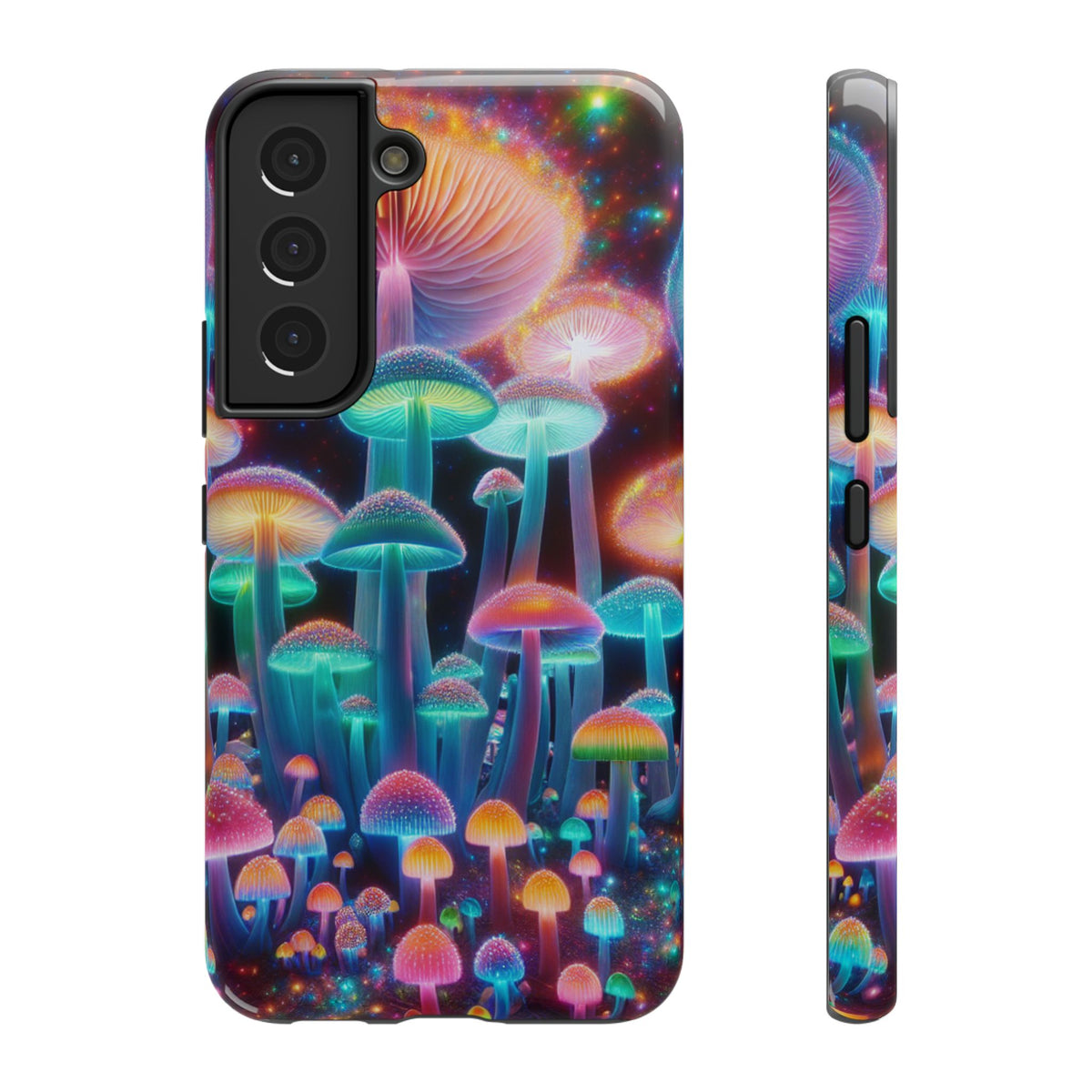 Psychedelic Neon Mushroom Phone Case — Protective Cosmic Art iPhone Cover