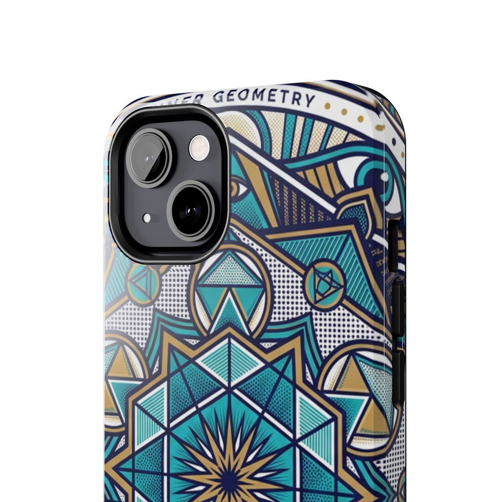 Tough Phone Case — Blue Geometric Mandala Protective Phone Cover
