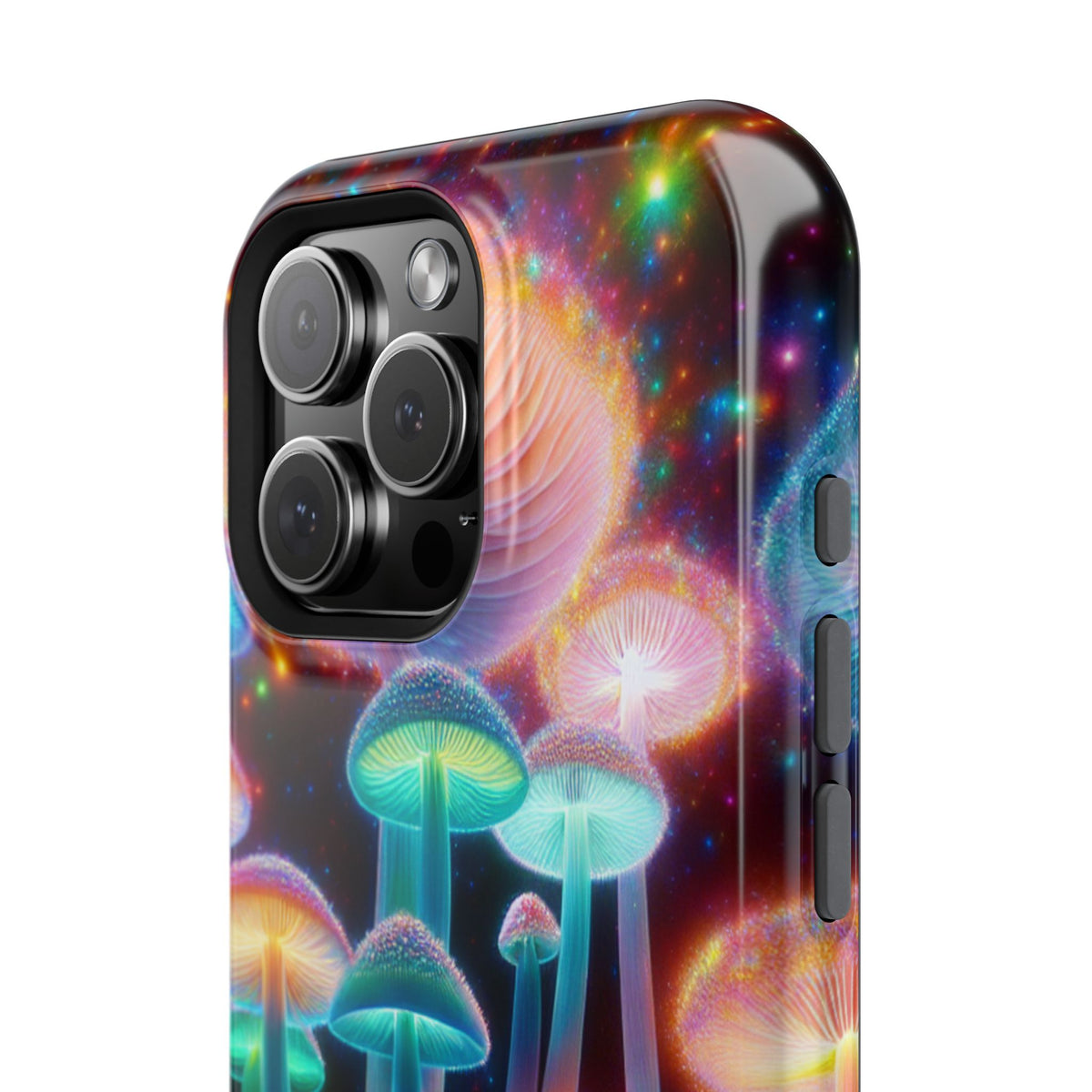 Psychedelic Neon Mushroom Phone Case — Protective Cosmic Art iPhone Cover