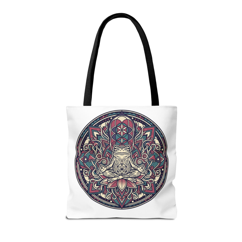 Meditating Cat Mandala Tote Bag — Boho Yoga, Spiritual Gift