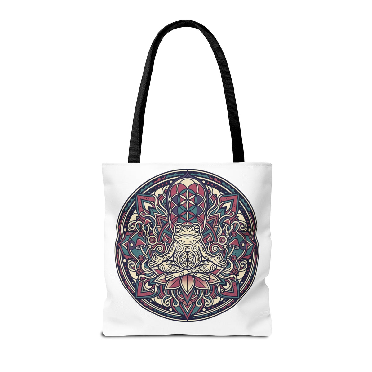 Meditating Cat Mandala Tote Bag — Boho Yoga, Spiritual Gift