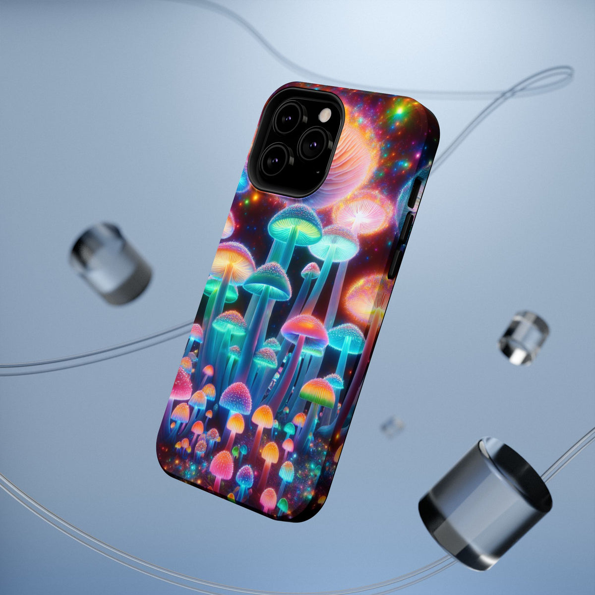 Psychedelic Neon Mushroom Phone Case — Protective Cosmic Art iPhone Cover