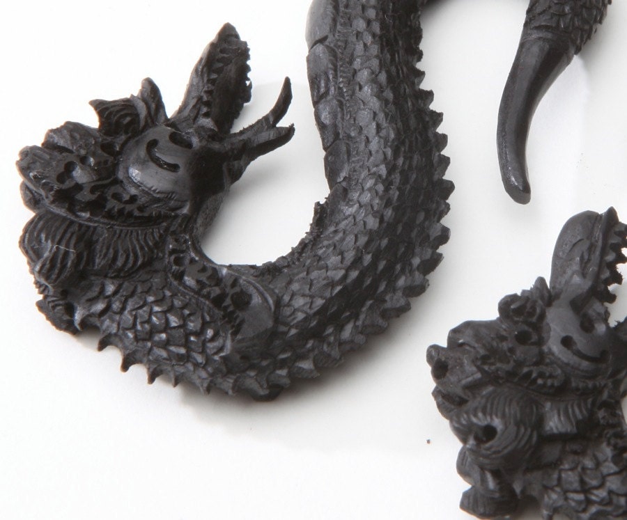 Limited Edition Ebony Wood Dragon Ear Gauges