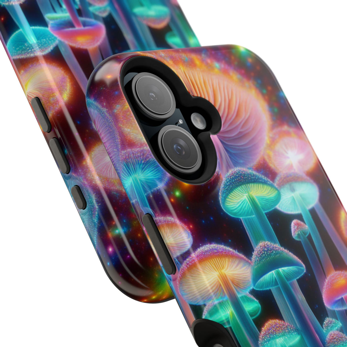Psychedelic Neon Mushroom Phone Case — Protective Cosmic Art iPhone Cover