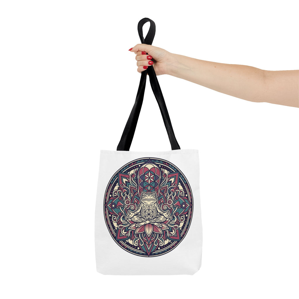 Meditating Cat Mandala Tote Bag — Boho Yoga, Spiritual Gift