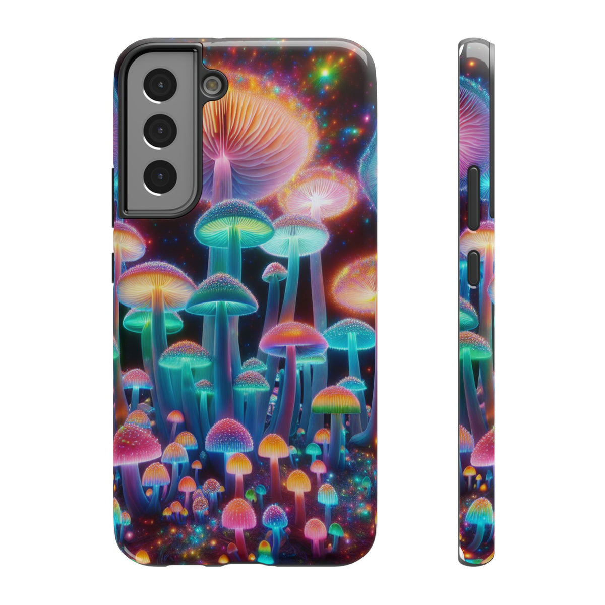 Psychedelic Neon Mushroom Phone Case — Protective Cosmic Art iPhone Cover