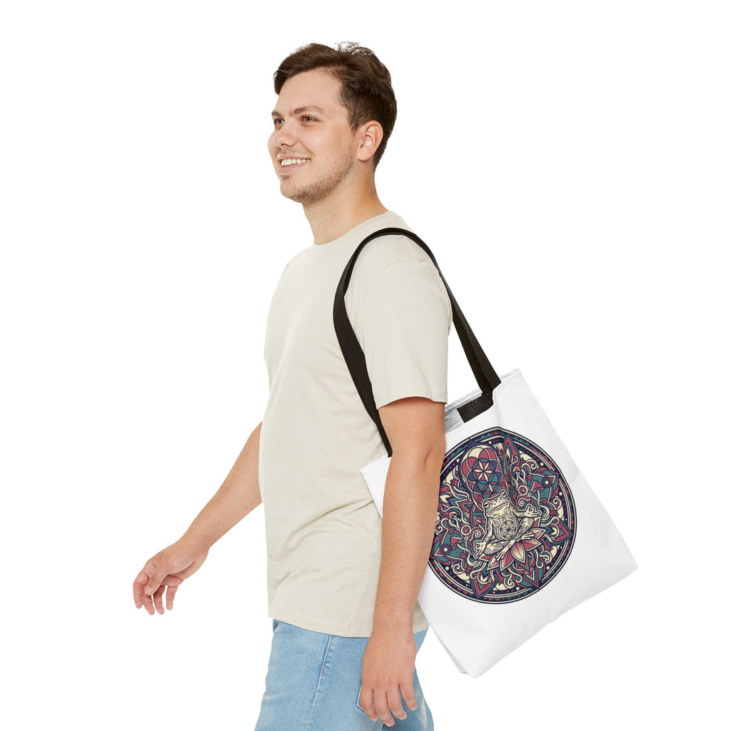 Meditating Cat Mandala Tote Bag — Boho Yoga, Spiritual Gift