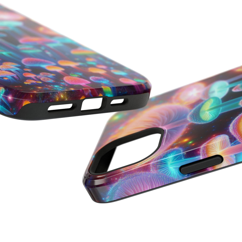 Psychedelic Neon Mushroom Phone Case — Protective Cosmic Art iPhone Cover