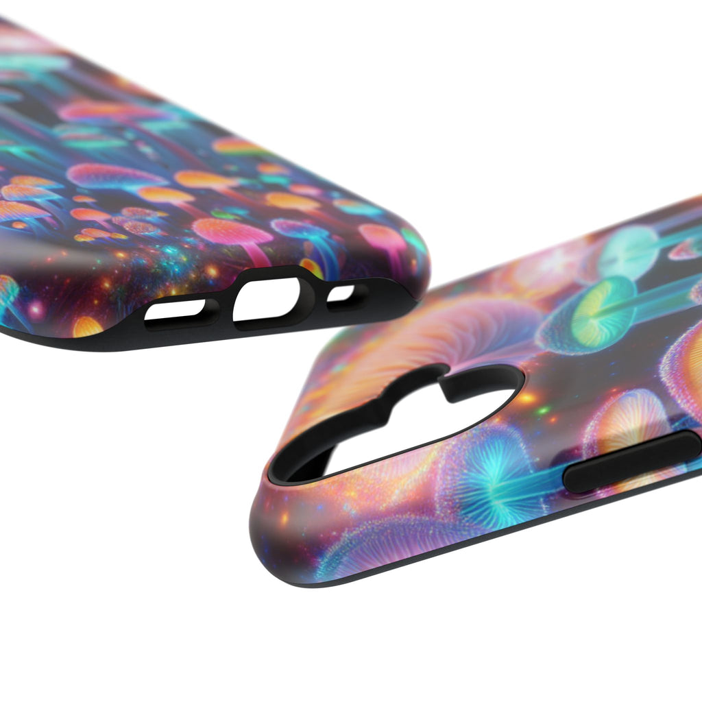 Psychedelic Neon Mushroom Phone Case — Protective Cosmic Art iPhone Cover