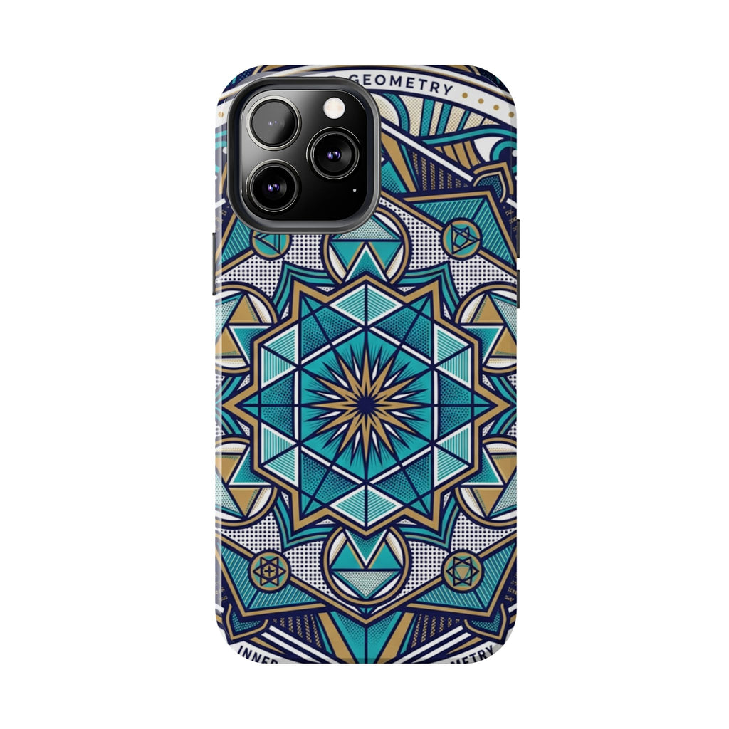 Tough Phone Case — Blue Geometric Mandala Protective Phone Cover