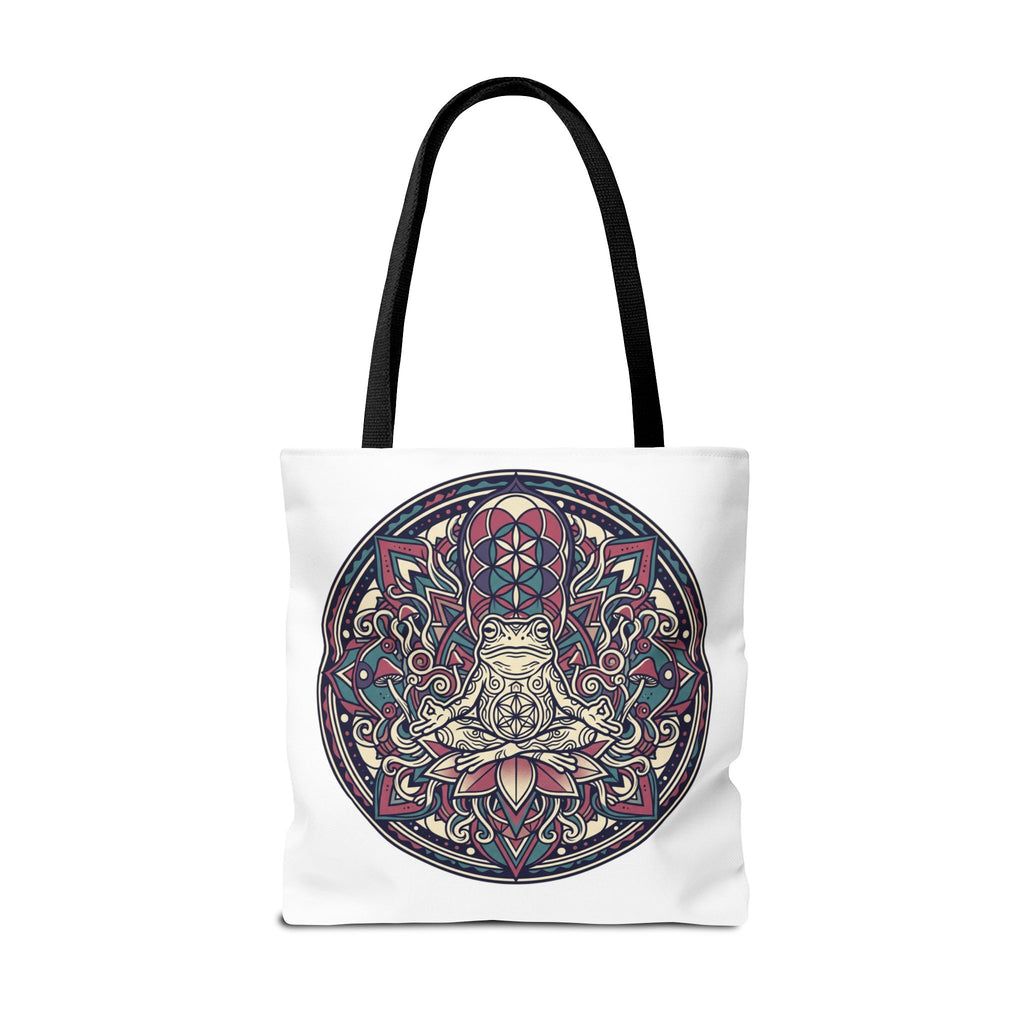 Meditating Cat Mandala Tote Bag — Boho Yoga, Spiritual Gift