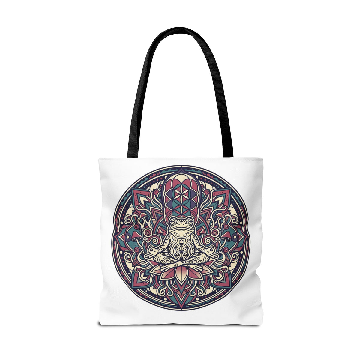 Meditating Cat Mandala Tote Bag — Boho Yoga, Spiritual Gift