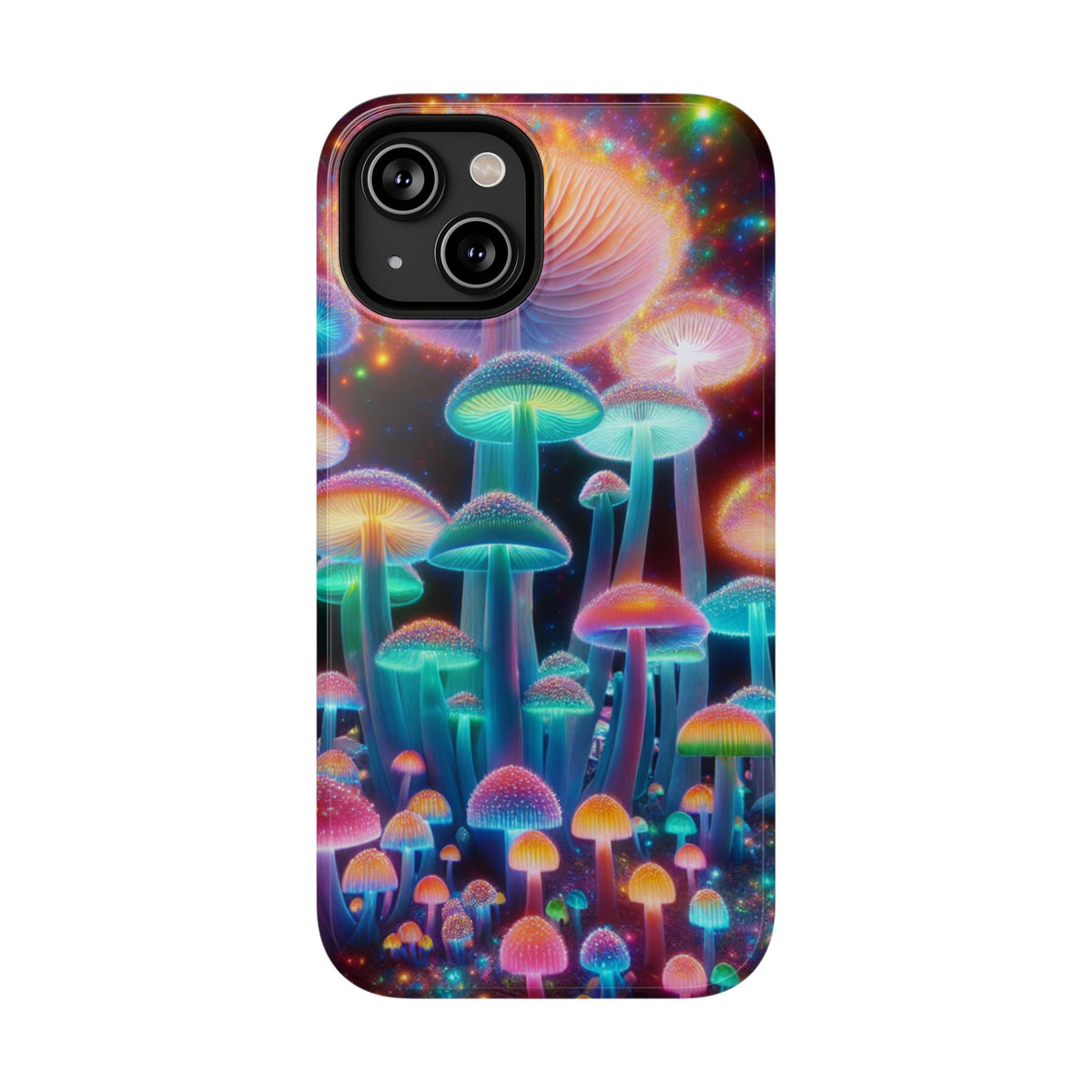 Psychedelic Neon Mushroom Phone Case — Protective Cosmic Art iPhone Cover