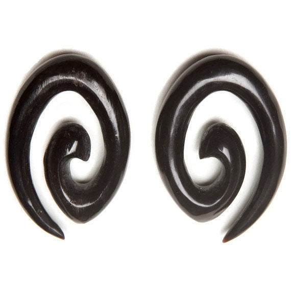 Diamond Spiral Horn Hanging Earrings – Organic Gauges