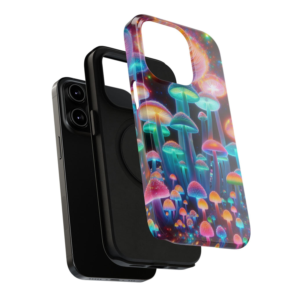 Psychedelic Neon Mushroom Phone Case — Protective Cosmic Art iPhone Cover