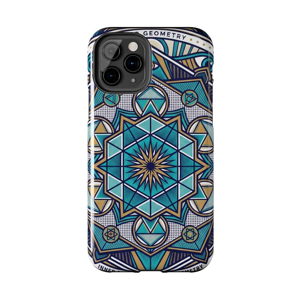 Tough Phone Case — Blue Geometric Mandala Protective Phone Cover