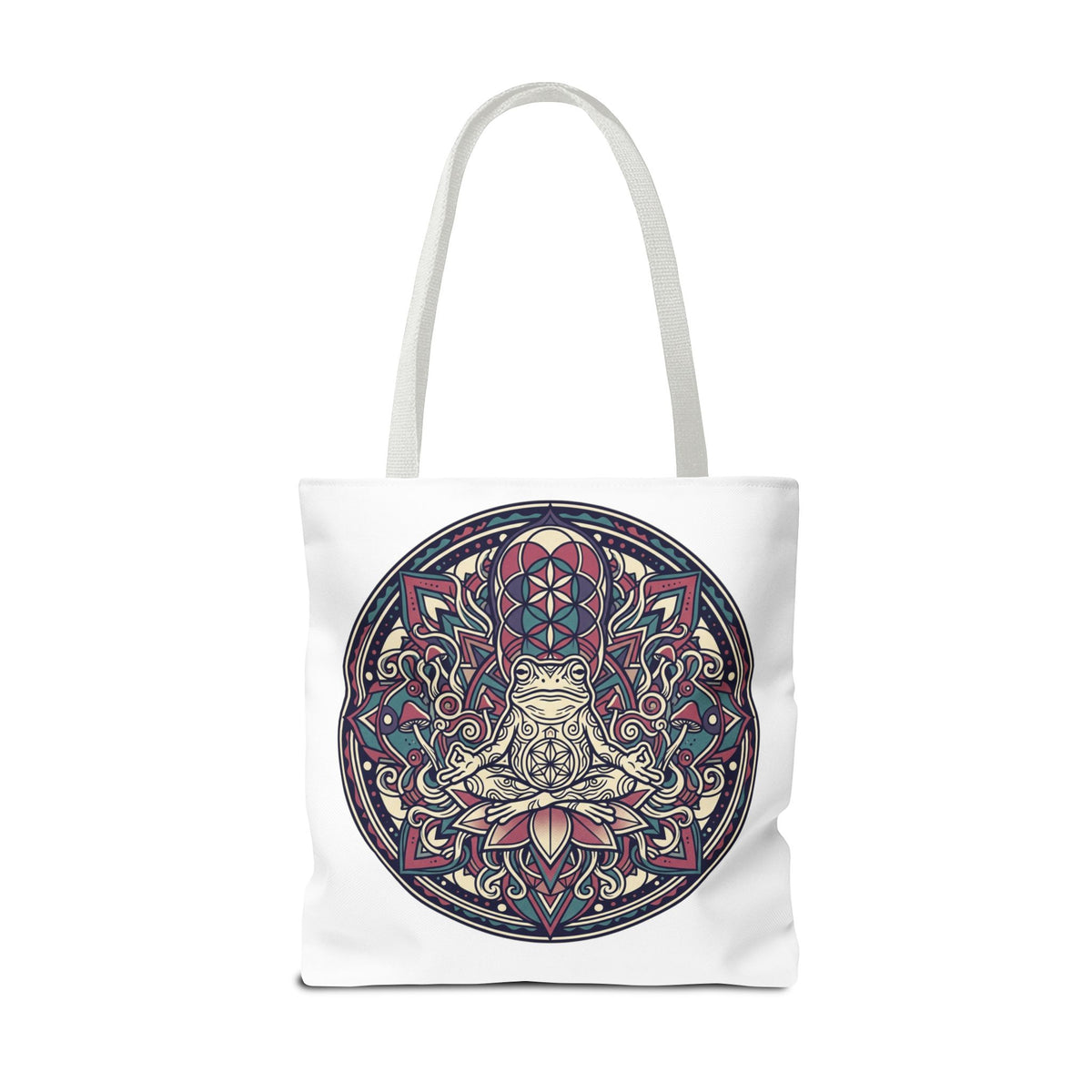 Meditating Cat Mandala Tote Bag — Boho Yoga, Spiritual Gift