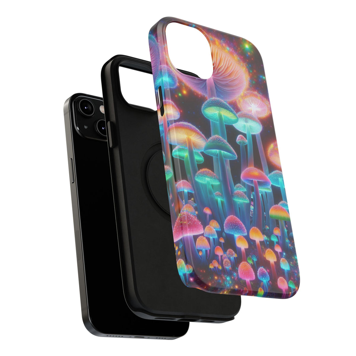 Psychedelic Neon Mushroom Phone Case — Protective Cosmic Art iPhone Cover