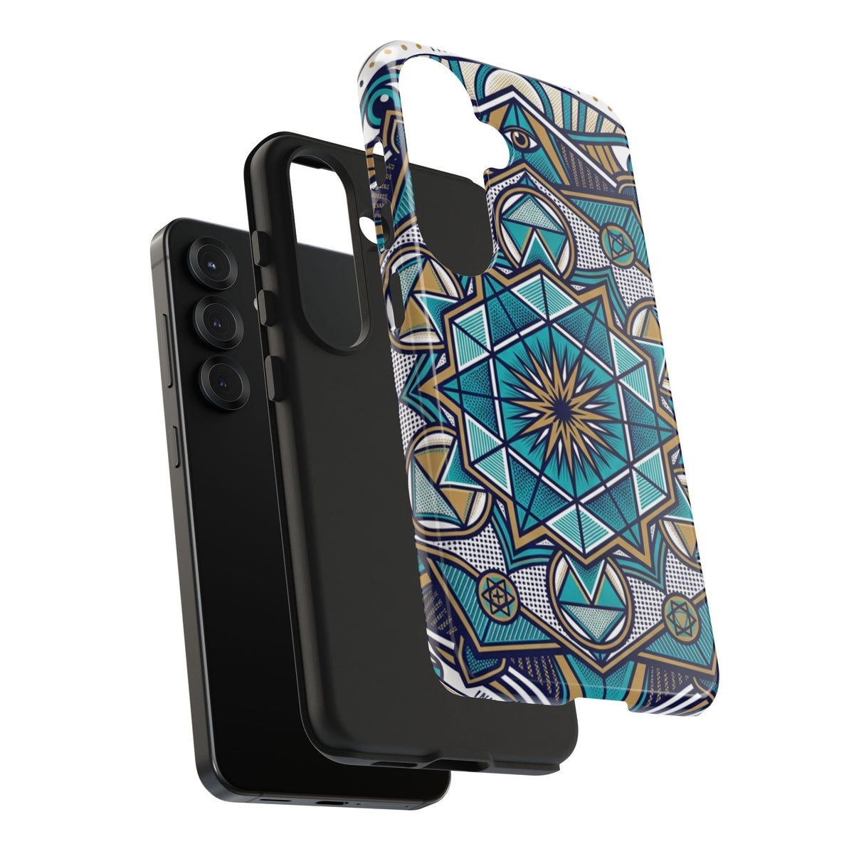 Tough Phone Case — Blue Geometric Mandala Protective Phone Cover