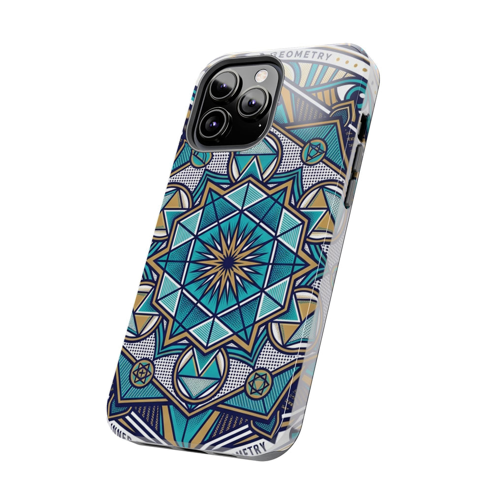 Tough Phone Case — Blue Geometric Mandala Protective Phone Cover