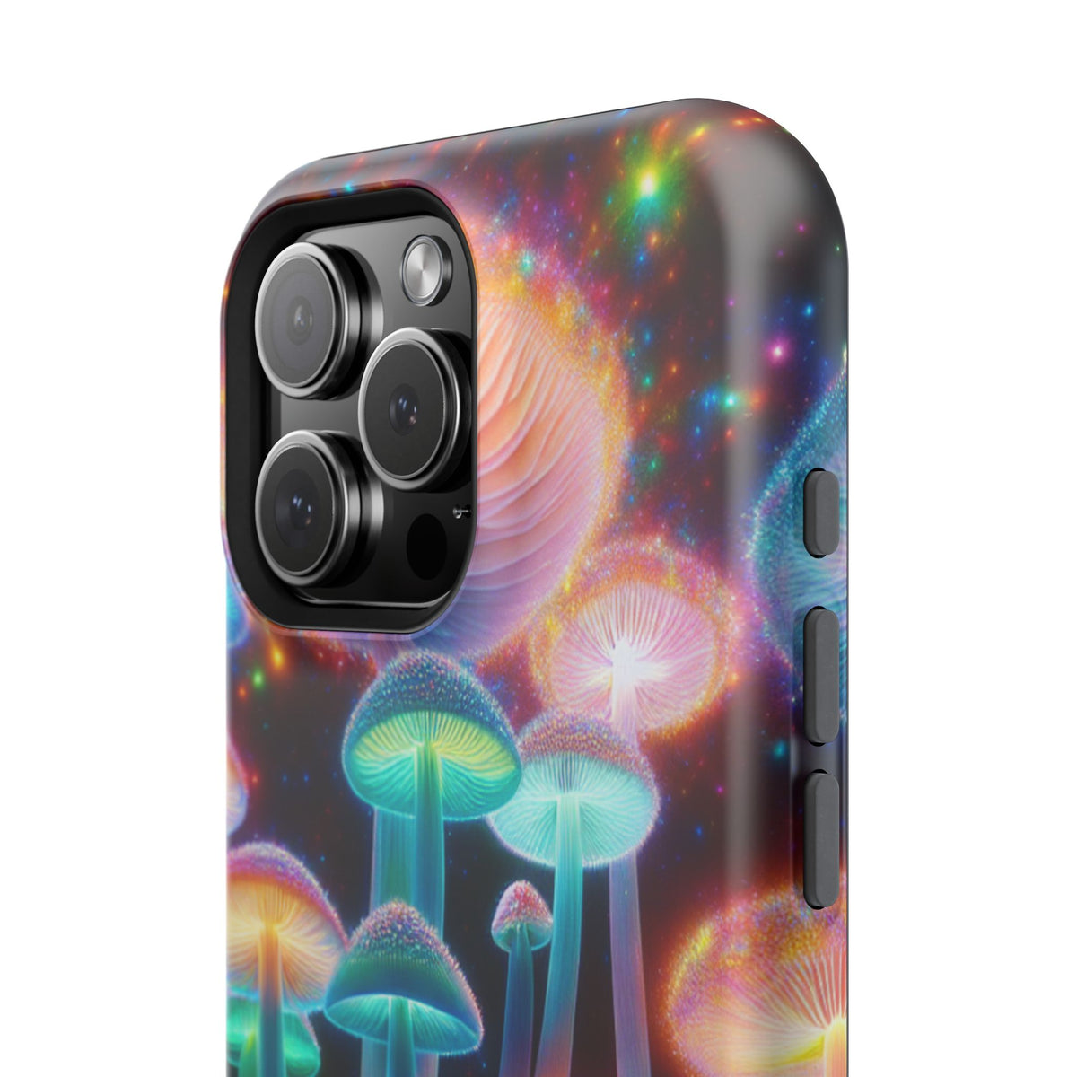 Psychedelic Neon Mushroom Phone Case — Protective Cosmic Art iPhone Cover