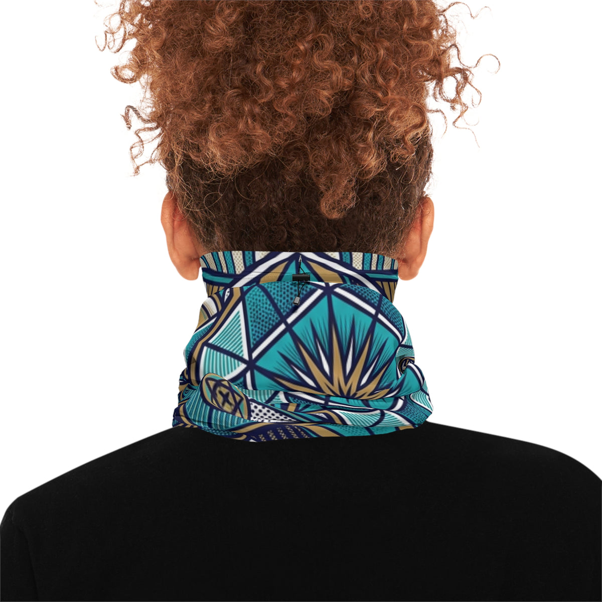 Geometric Mandala Winter Neck Gaiter — Blue Star Drawstring Face Mask