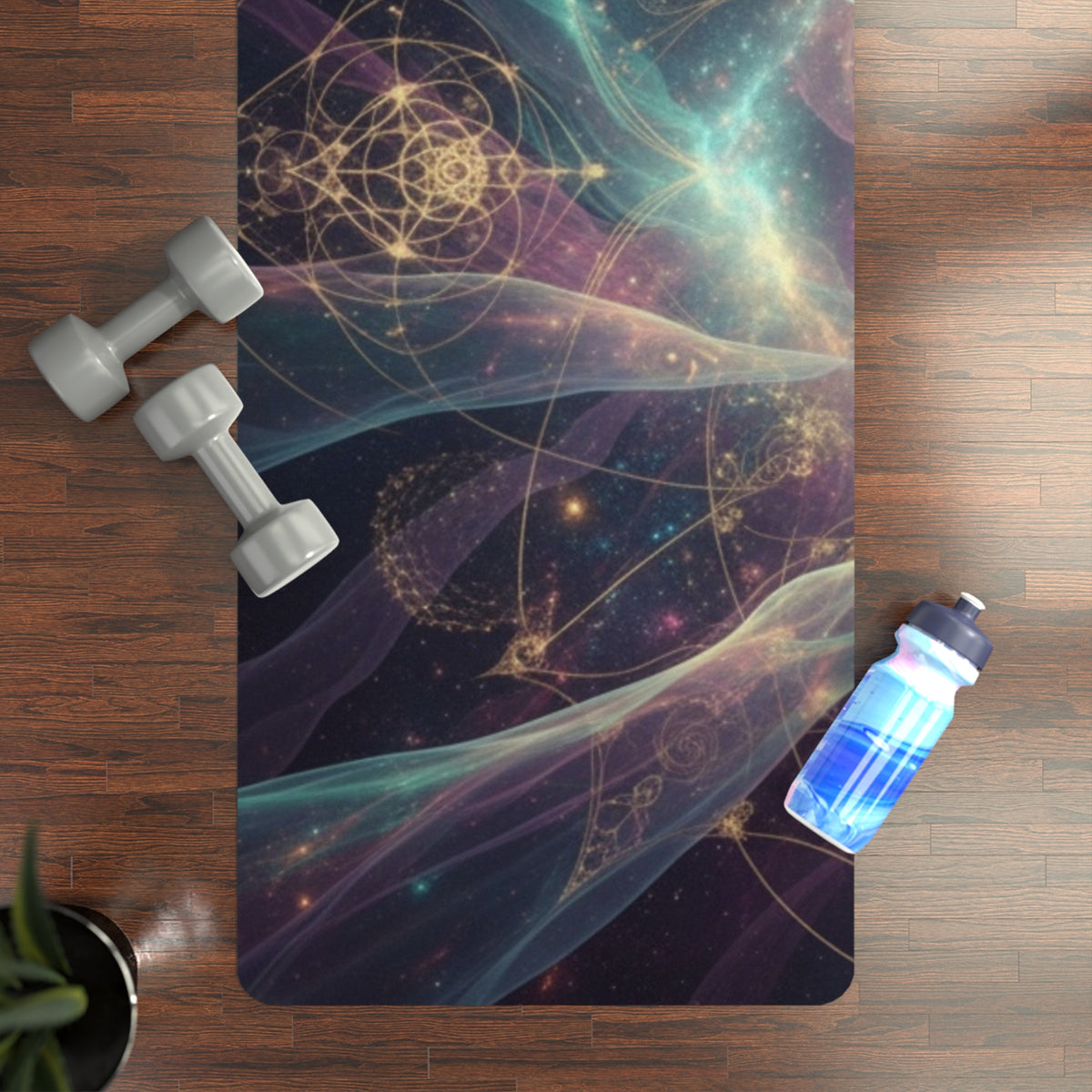 Mystic Galaxy Rubber Yoga Mat — Cosmic Mandala Non-Slip Exercise Mat