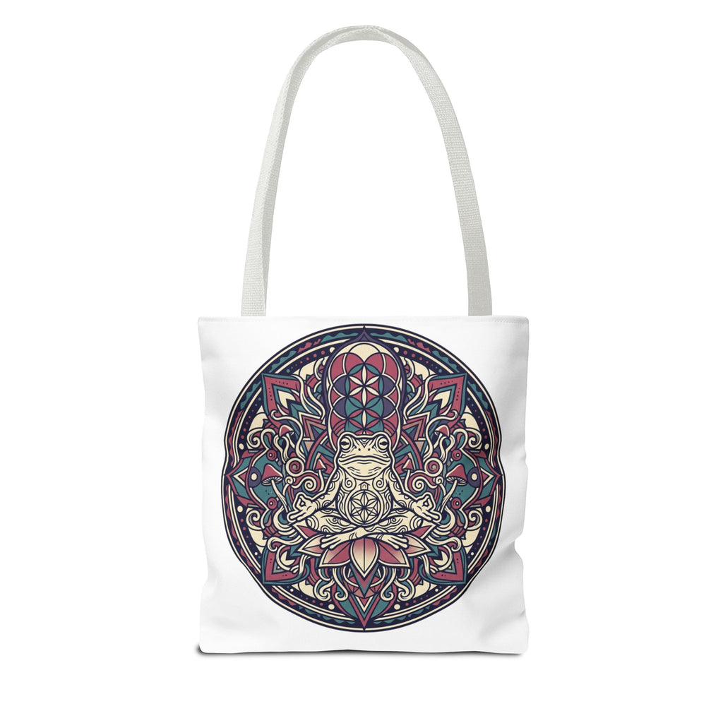 Meditating Cat Mandala Tote Bag — Boho Yoga, Spiritual Gift