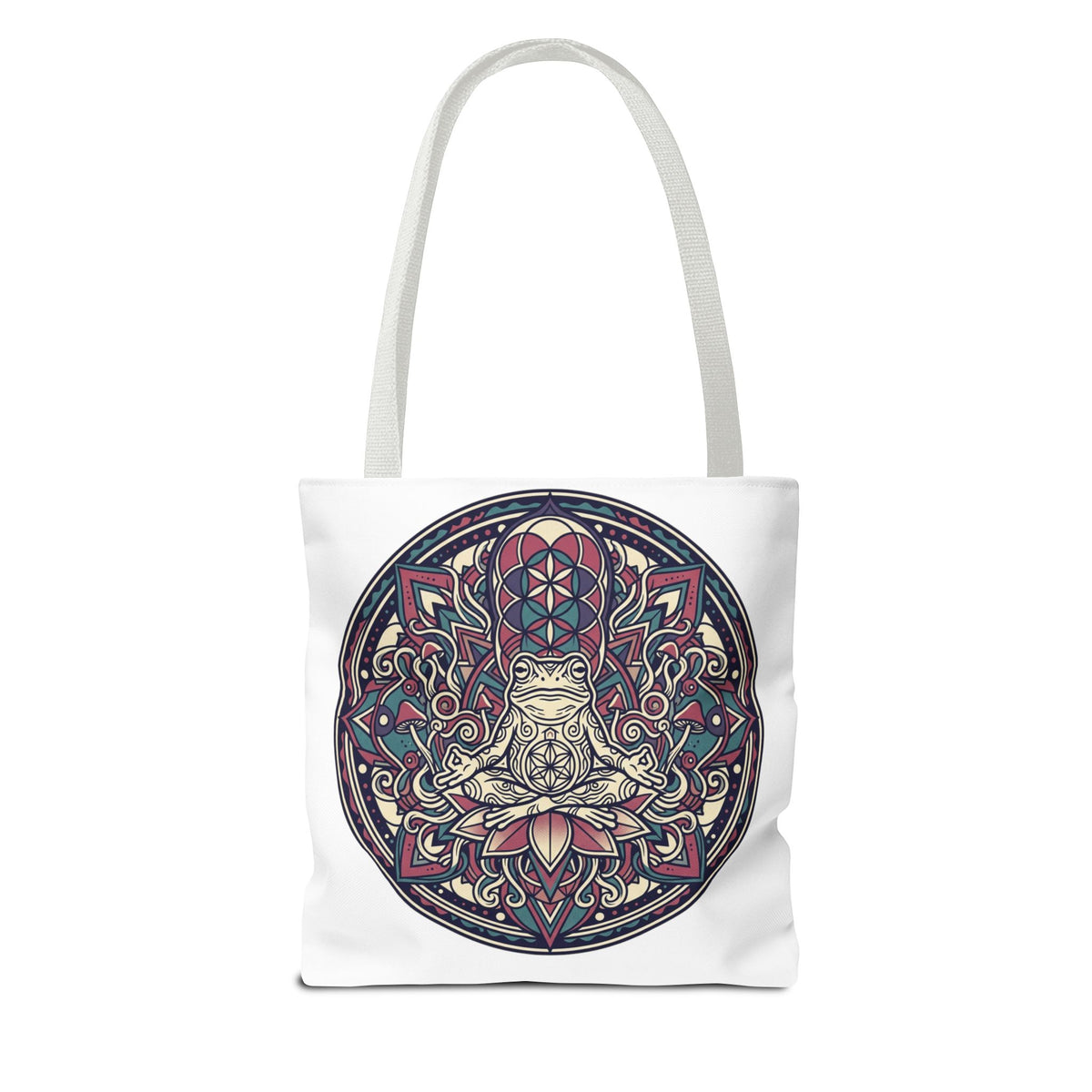 Meditating Cat Mandala Tote Bag — Boho Yoga, Spiritual Gift
