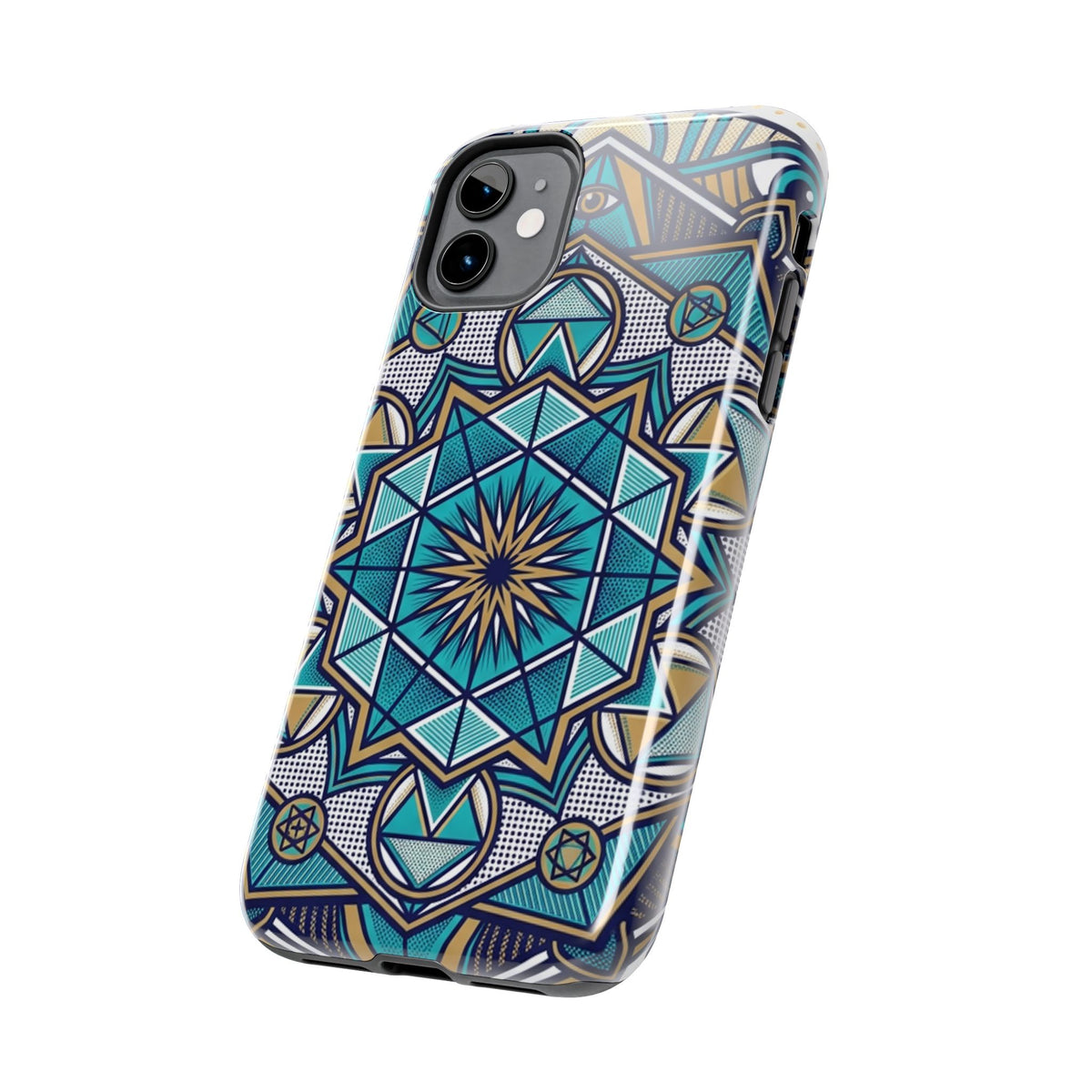 Tough Phone Case — Blue Geometric Mandala Protective Phone Cover